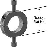 Image of Product. Front orientation. Contains Annotated. Shaft Collars. Top-and-Bottom-Mount Two-Piece Shaft Collars.